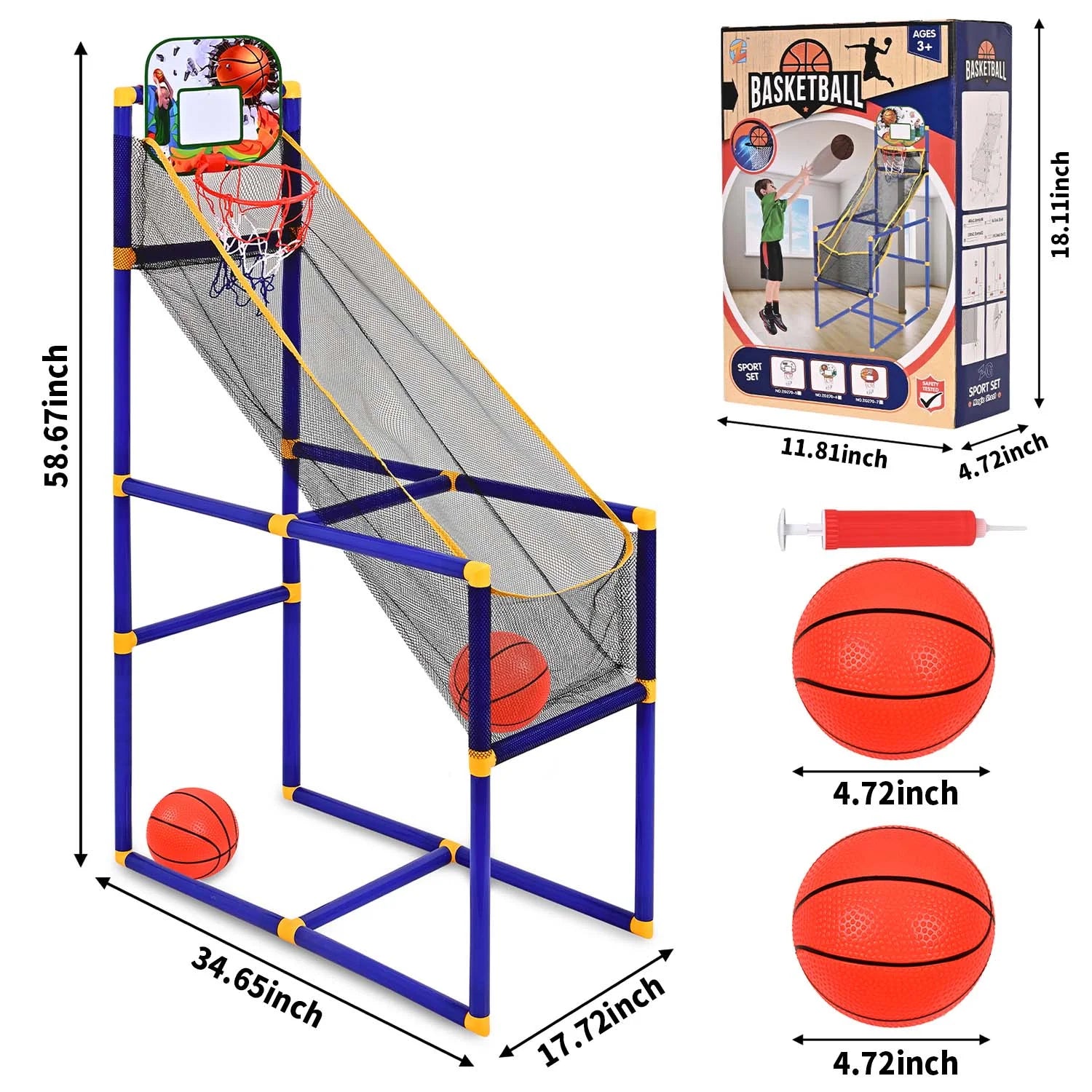 Basketball Hoop & Shooting Game Set for Kids with 2 Balls - Indoor/Outdoor Sports Toys Gift for Toddlers and Children Ages 3-12 Years (M)