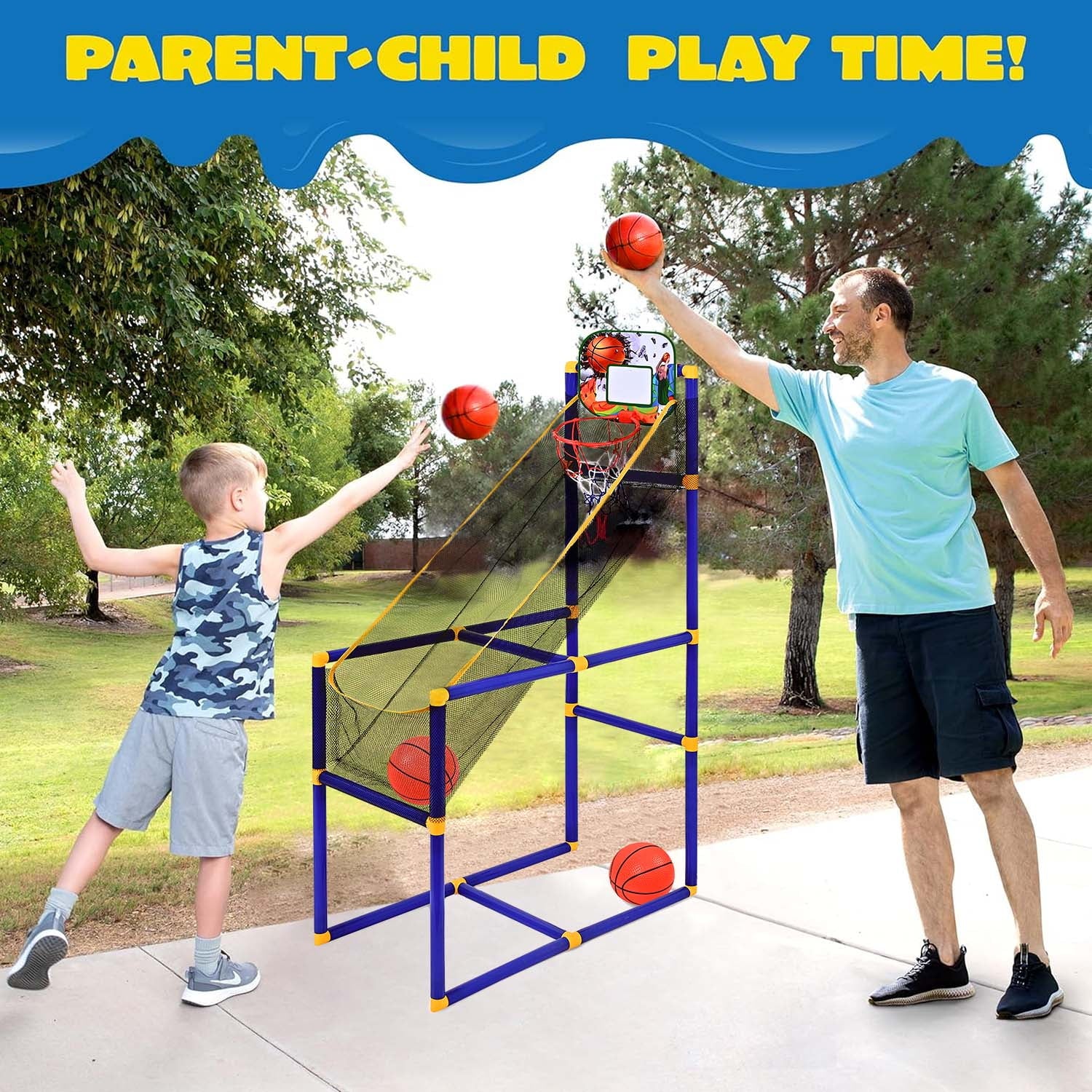 Basketball Hoop & Shooting Game Set for Kids with 2 Balls - Indoor/Outdoor Sports Toys Gift for Toddlers and Children Ages 3-12 Years (M)