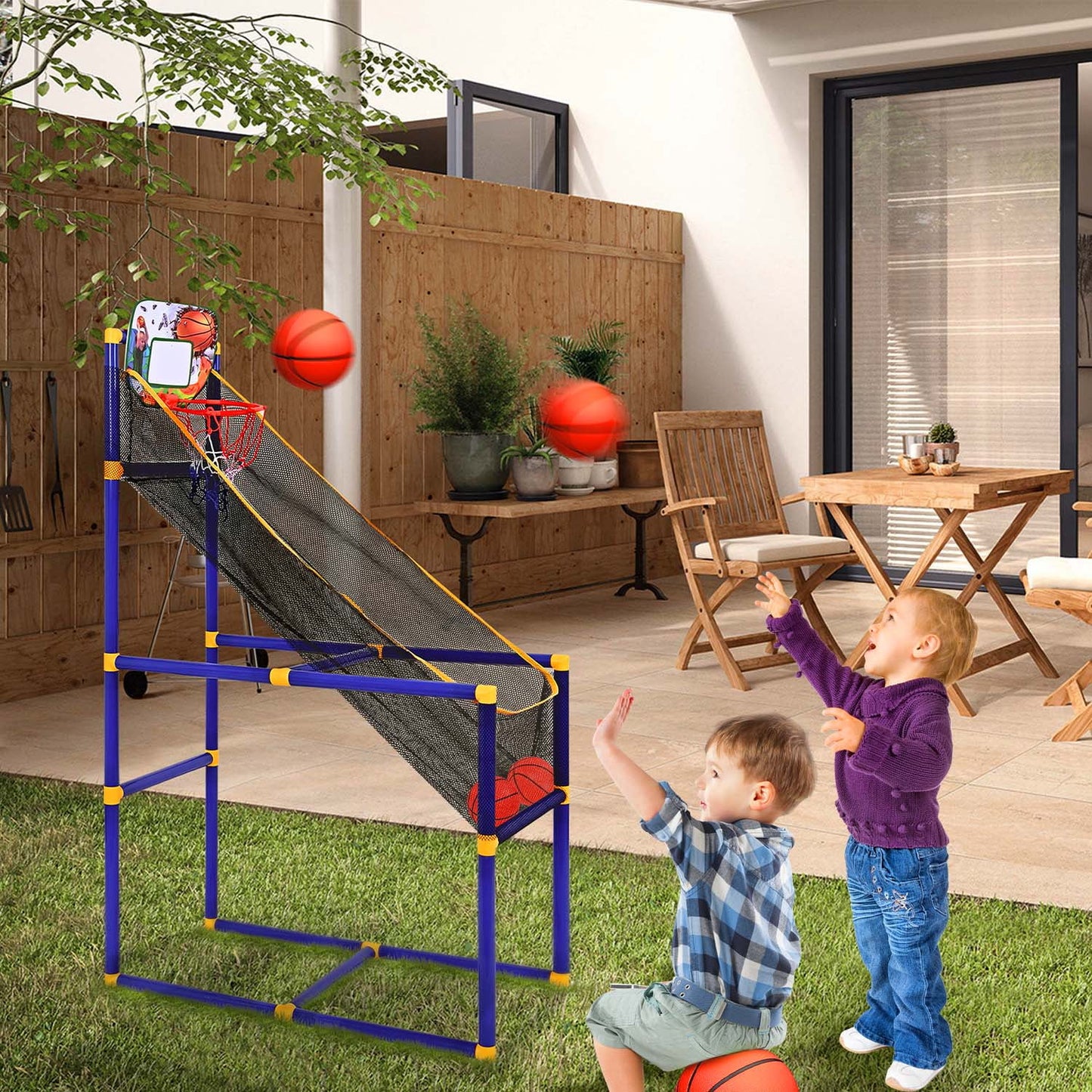 Basketball Hoop & Shooting Game Set for Kids with 2 Balls - Indoor/Outdoor Sports Toys Gift for Toddlers and Children Ages 3-12 Years (M)