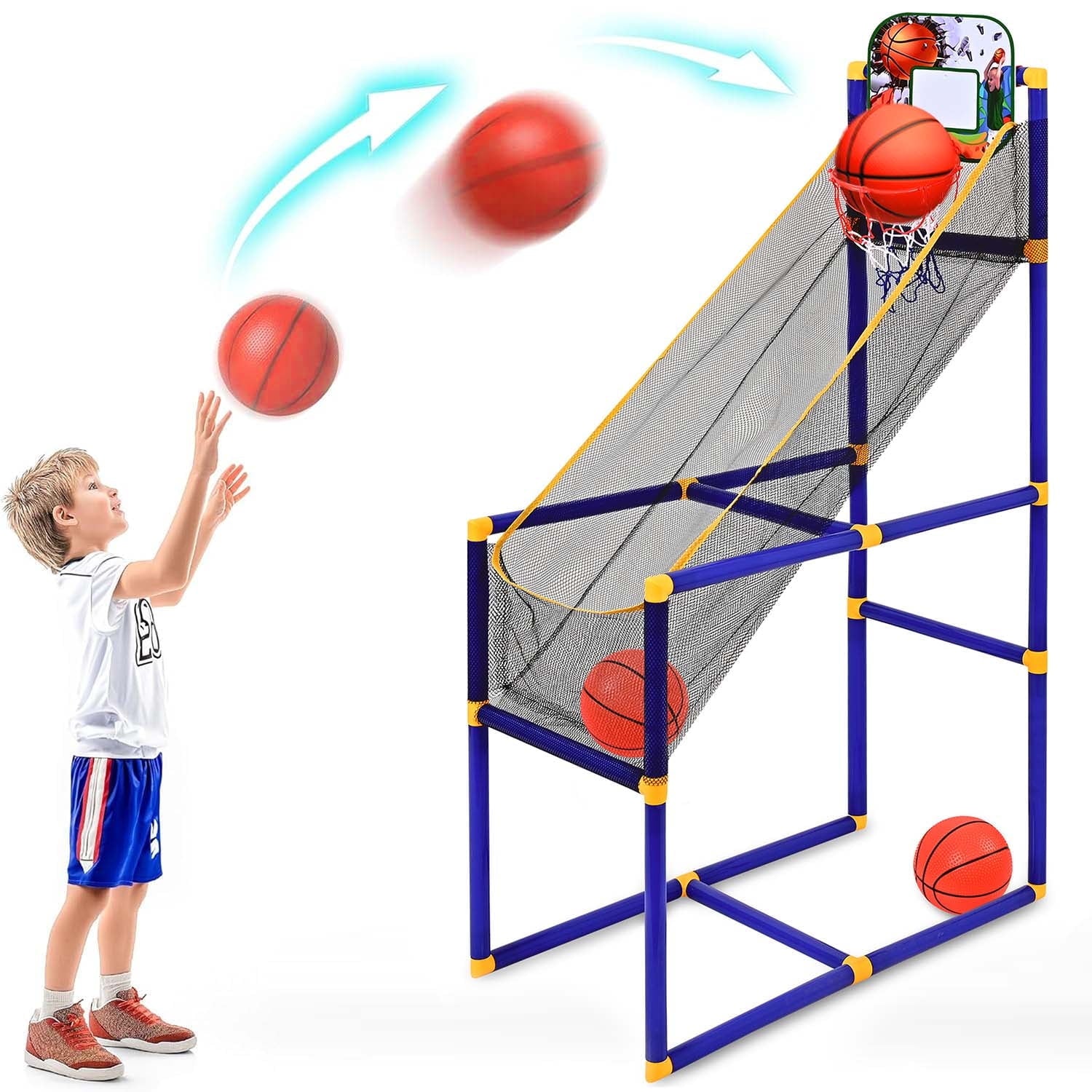Basketball Hoop & Shooting Game Set for Kids with 2 Balls - Indoor/Outdoor Sports Toys Gift for Toddlers and Children Ages 3-12 Years (M)