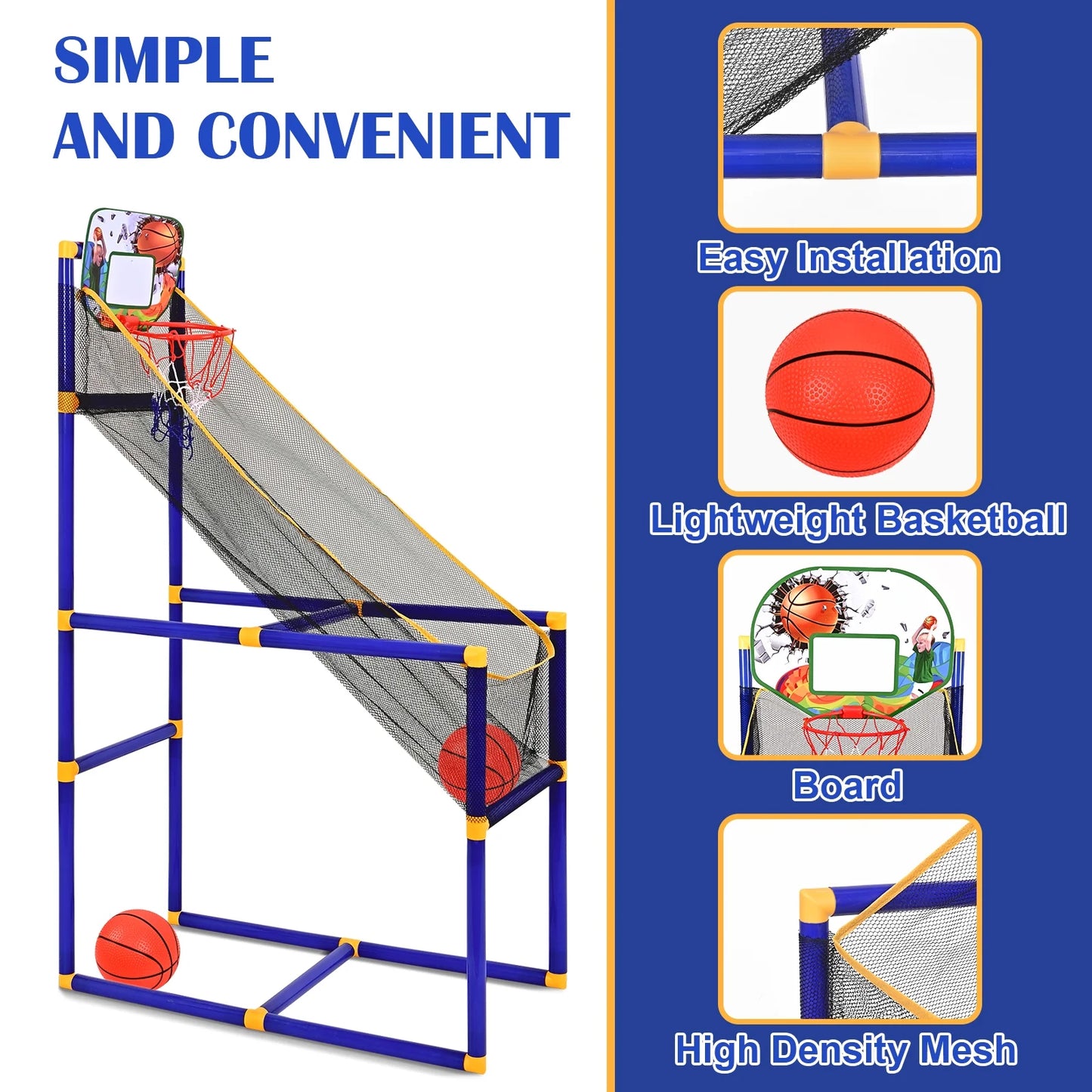 Basketball Hoop & Shooting Game Set for Kids with 2 Balls - Indoor/Outdoor Sports Toys Gift for Toddlers and Children Ages 3-12 Years (M)