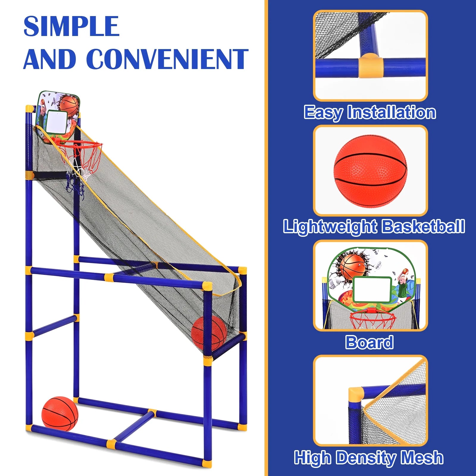Basketball Hoop & Shooting Game Set for Kids with 2 Balls - Indoor/Outdoor Sports Toys Gift for Toddlers and Children Ages 3-12 Years (M)