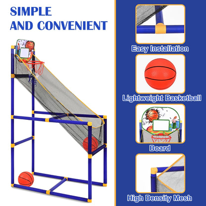 Basketball Hoop & Shooting Game Set for Kids with 2 Balls - Indoor/Outdoor Sports Toys Gift for Toddlers and Children Ages 3-12 Years (M)