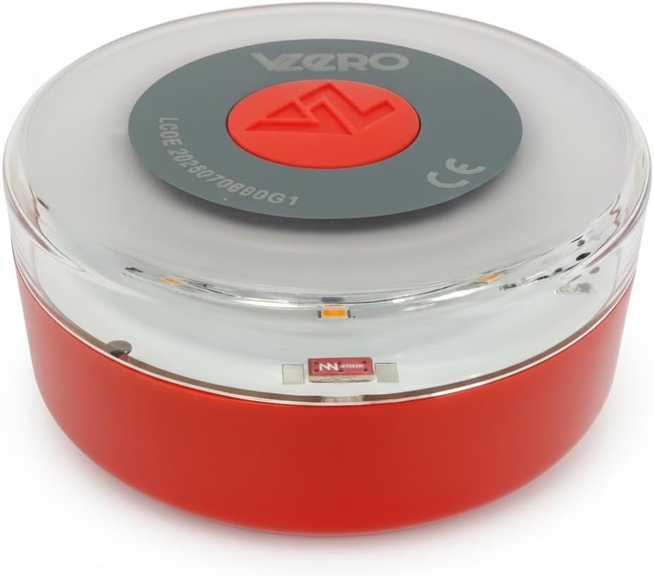 Vzero - Luz De Emergencia V16 Con Geolocalización, Señal Homologada Conectada Con DGT 3.0, Apta Para 2026, Baliza Para Coche Con Esim Incluida, Alta Potencia Y Sistema Eye Protect